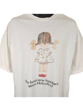 Mabel Lucie Attwell T Shirt Mens Size XL White Scuse My Back Helvetica Art Tee